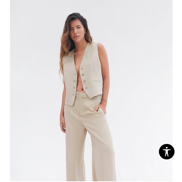 Zara Pants - Zara ZARA Zara WIDE FLOWY PANTS Sand Color Size Large